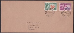 PITCAIRN 1942 GVI 1d & ½d on cover to Australia............................A1481