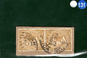 BERMUDA QV Classic SG29b 1s Olive-Brown (1893) PAIR Used 1902 CDS Piece SBLUE131 