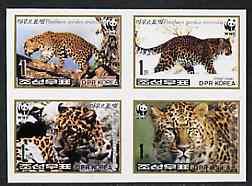 North Korea 1998 WWF Leopard imperf se-tenant proof block...