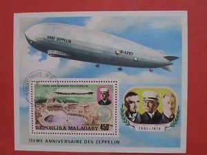 MALAGASY  STAMP  1976  75TH ANNIVERSARY OF ZEPPELIN CTO S/S SHEET-