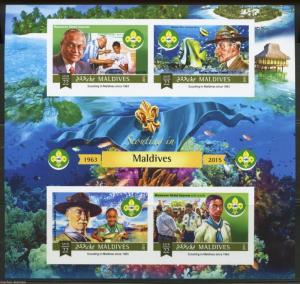 MALDIVES 2015 SOUTING IN MALDIVES BADEN POWELL  SOUVENIR SHEET IMPERF MINT NH