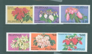 Philippines #1411-16 Mint (NH) Single (Complete Set) (Flowers)