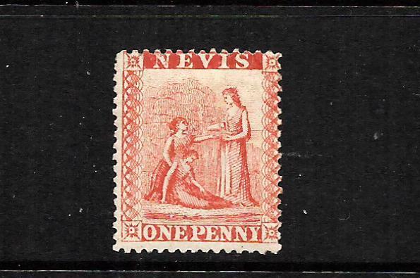 NEVIS  1866-76  1d  DEEP RED  MHH    SG 10  