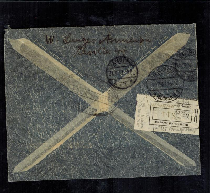 1932 Paraguay Graf Zeppelin Cover to Hamburg Germany LZ 127 Triangle Stamps