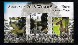 Australia Tonga KANGAROO & KOALA -  2013 STAMP EXPO - (Never Hinged) cv$12.00