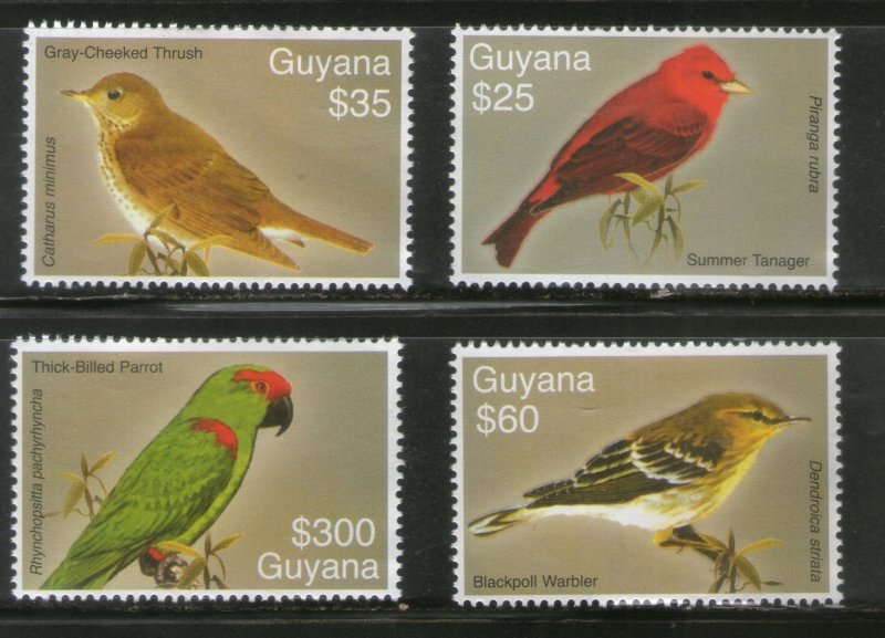 Guyana 2007 Birds Parrot Wildlife Fauna Sc 3953-56 4v MNH # 522