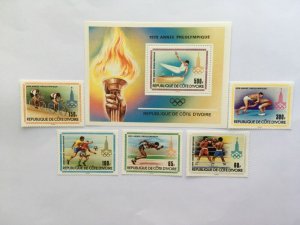 COTE D' IVOIRE - 1980 Olympic Games Mi 614-18,bl 15A Mint 