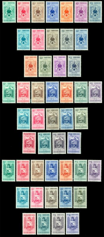 VENEZUELA 1951-54 Coat of Arms - complete issue - Sc# 464-631, C338-553 mint MLH