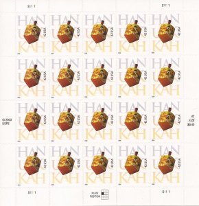 US Stamp - 2008 42c Hanukkah - 20 Stamp Sheet - Scott #4372