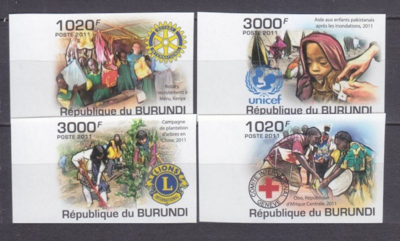 2011 Burundi 2226b-2229b Red Cross, Leon Club, UNICEF 20,00 €
