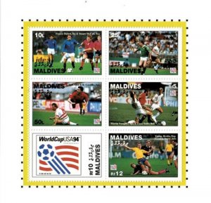Maldives 1994 - World Cup Soccer - Sheet of 6 Stamps - Scott #1999 - MNH