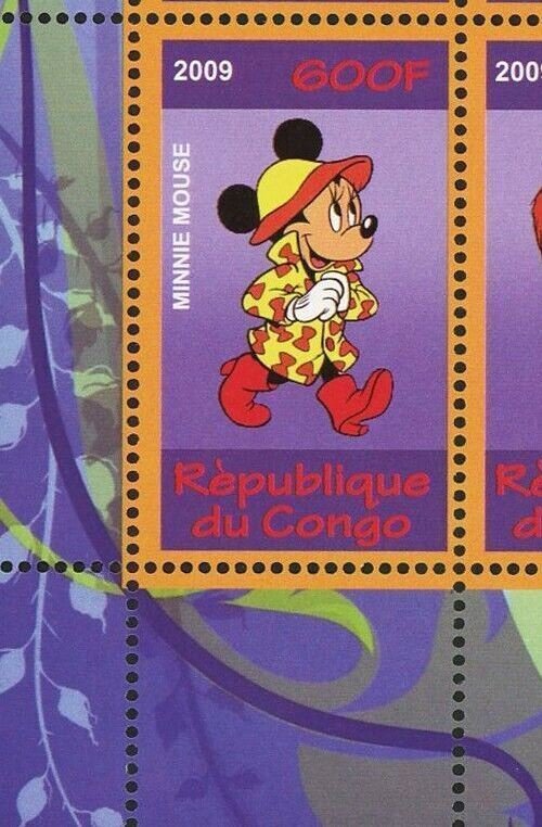 Walt Disney Stamp Magic World Minnie Mouse Goofy Simba Souvenir Sheet of 4 MNH