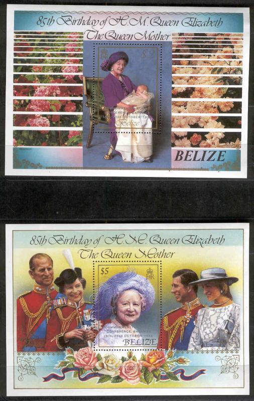 BELIZE 775-776 MNH QUEEN MOTHER, COMMONWEALTH SUMMIT S/SHEETS