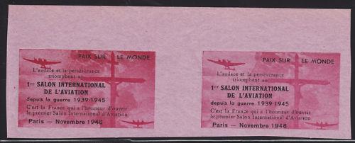 France MNH. 1946 First Aviation Show horiz Gutter Pair