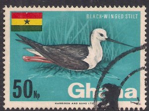Ghana 1967 QE2 50np Black Winged Stilt Used SG 471 ( G599 )