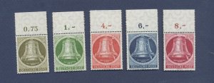GERMANY  BERLIN - Scott 9N75-9N79 -  VF  MNH - Re-engraved Bells set - 1951