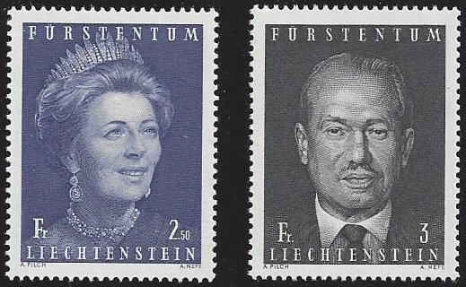 Liechtenstein #472-3 MNH set, Princess Gina & Prince Frans Joseph II, issued1970