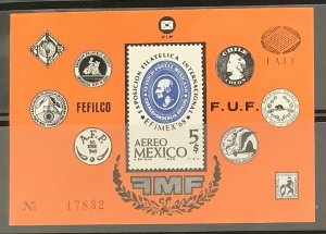 Mexico 1968 Scott C345 Imperf. sheetlet of 1 MNH - F.U.F. Stamp Exhibit. EFIMEX