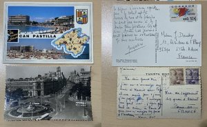 2 Spain Postcards 1950s & 2010s Mallorca Espana With Stamps To France