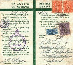 S.AFRICA GB MIXED FRANKING Cover WW2 Censor FPO S.Shields Rail Station 1943 Z57