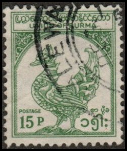 Burma 144 - Used - 15p Mythical Bird (1954)