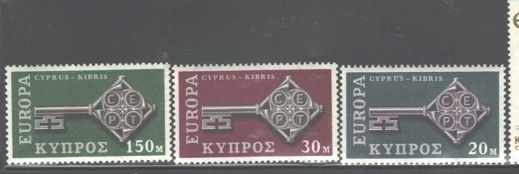 CYPRUS 1968 EUROPE #314 - 316, MNH.