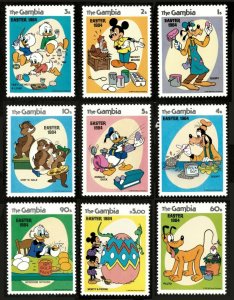 Gambia 1984 - Disney, Easter Painting Eggs - Set of 9 Stamps Scott 498-506 - MNH