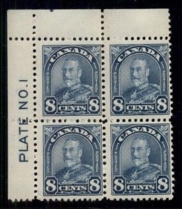 CANADA #171, 8¢ dark blue, Plate No. Block of 4, og, NH, VF, Unitrade $360.00