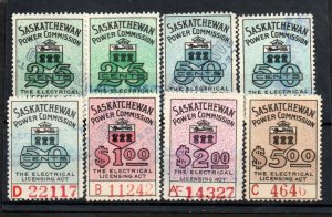 Canada Revenues Saskatchewan Electrical Lic. SE17-22, SE25 Used & SE26 Mint hing