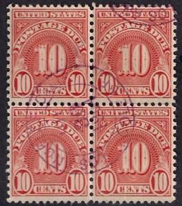 J84 10 cent Carmine block VF used