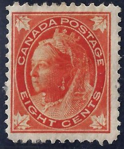 CANADA 1897 QUEEN VICTORIA 8 CENTS Sc 72 HINGED CATALOG VALUE $300