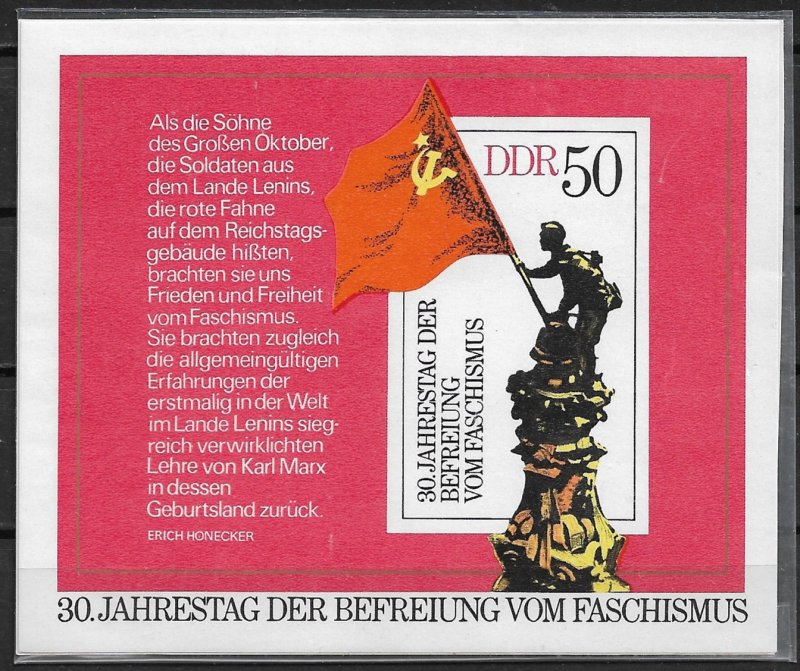 1975 DDR 1643 30th Anniversary of Liberation from Fascism MNH S/S