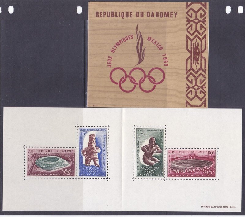 Dahomey Benin C88a (C85-88) MNH OG 1968 Olympics Mexico Mini Sheet of 4
