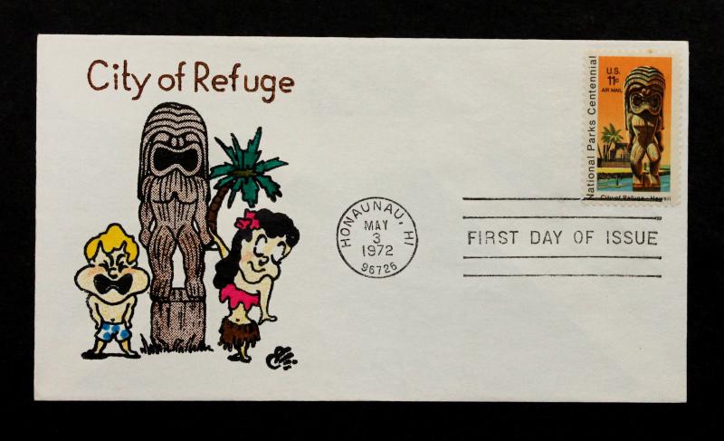 US Stamp Sc# C84 FDC  City of Refuge 1972 Cachet Unknown