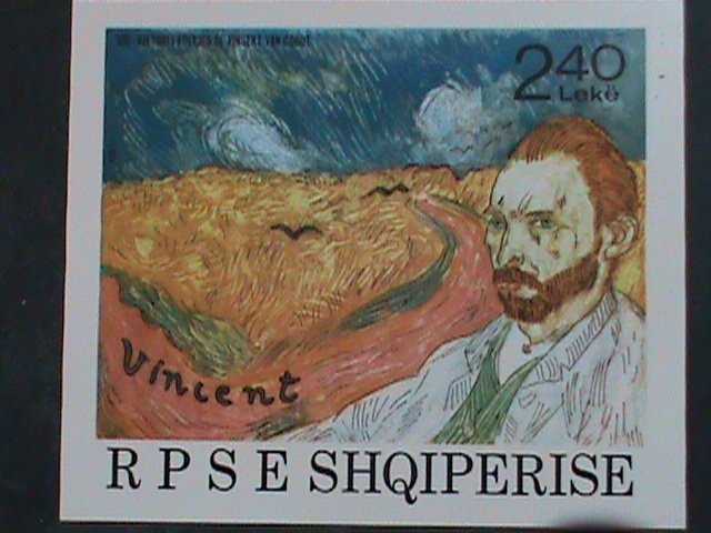 ALBANIA  FAMOUS PAINTER VINCENT AND HIS PAINTING MNH IMPERF S/S SHEET-  VF