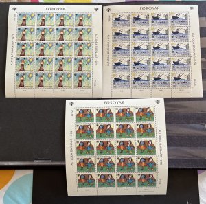 Faroe Islands #45-47 MNH Full Sheets- SCV=-$29.00