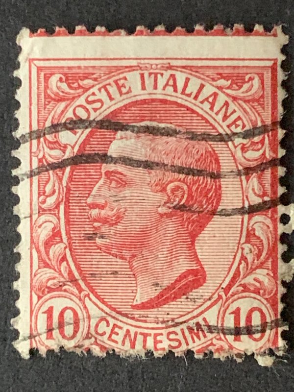 10 cestesimi poste italiane stamp  ,  black cancelled postage used, refno:5014