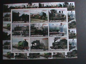 ​AFGHANISTAN-2000 WORLD FAMOUS CLASSIC TRAINS -MNH  SHEET VERY FINE