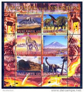 Malawi 2007 Volcanoes Dinosaurs Prehistorics Animals Nature S/S Stamps perf (3)