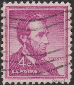 US #1036 1954 4c Purple President Lincoln USED-Fine.