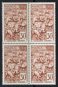 French Morocco SC# 292, Mint Never Hinged, block of 4, tone dot -  Lot 120716