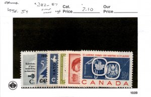 Canada, Postage Stamp, #382-387 Mint NH, 1957 (AC)