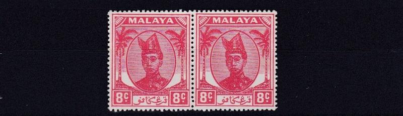 MALAYSIA  TRENGGANU  1949    S G 73  8C  SCARLET  PAIR   MNH   NO2