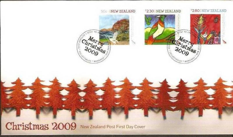 New Zealand 2009 Christmas Celebration Painting Bird Parrot  Tree FDC  # 6519