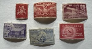 US 1948-9 Airmail 6 issues MNH OG C38, C40, C42-4, C45