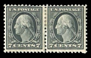 United States, 1910-30 #507 Cat$52, 1917-19 7c black, horizontal pair, hinged