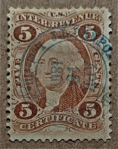 United States #R24c 5c Certificate Revenue USED (1862-71)