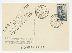 Postcard / Postmark Italy 1955 World Championship Fencing Rome 1955