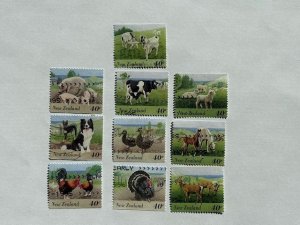 New Zealand – 1995 – Partial Set (10 of 20) Mammals Booklet Stamps – SC# 1283-92