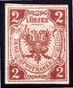 Scott #3, 2 schilling, Lubeck, German State, Forgery, MNG